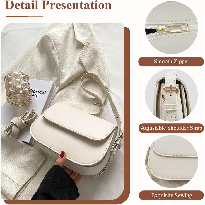 Сумка жіноча через плече PU шкіра, маленька сумка-шопер для повсякденного використання, роботи та відпочинку (молочно-біла)