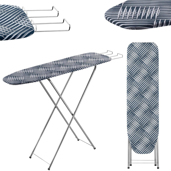 КADAX Прасувальна дошка з полицею, 104x30 см, дошка для прасування з парою та відкидною полицею для праски, компактна прасувальна станція з підкладкою з піни