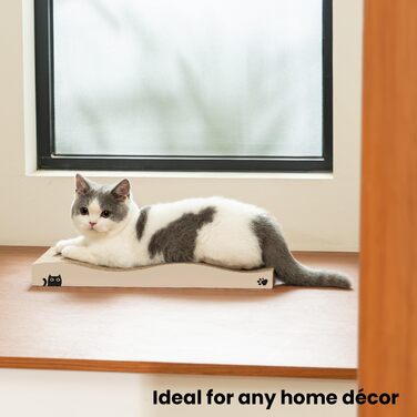 Кігтеточка для котів з коробкою та 4 змінними шарами з картону - велика кігтеточка з міцного гофрокартону, двосторонні шари для дряпання з наклейками DIY - місце для відпочинку котів у квартирі, захист меблів. Велика коробка для котів + 4 кігтеточки + нак