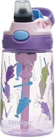 Contigo Kinder Trinkflasche Easy Clean Autospout with Straw, BPA-free durable water bottle, 100% leak-proof, easy to clean, ideal for daycare, kindergarten, school, and sports, 420 ml (Strawbery Shakes, Plastic)