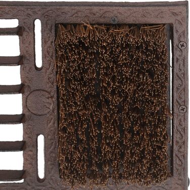 Relaxdays Shoe Scraper, made of cast iron, large brush, boot butler, antique design, outdoor area, shoe cleaner, brown, 12 x 33.5 x 22.5 cm