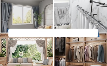 Телескопічна штора для ванної розпірна біла, 260-310 см