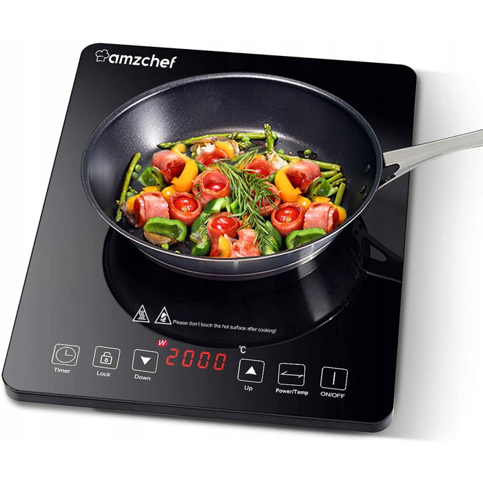 Портативна індукційна плита Amzchef SK-20CB16T 2000Вт, чорна