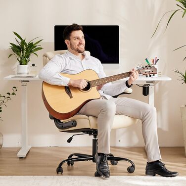 Крісло шеф-кухаря Sweetcrispy з PU шкіри, ергономічне офісне крісло, крісло для комп'ютера з високою спинкою, геймерське крісло для роботи та відпочинку, біле