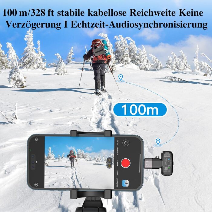 Мікрофон ZealSound M6 бездротовий для iPhone, Android, iPad: USB-C/Lightning, шумозаглушення, 33 години роботи, 100м, для Vlogging, TikTok, Podcast, YouTube, чорний/прозорий