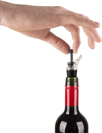 Vacu Vin Wine Pump with Spout and Stopper, Plastic, Black, 5 x 8.3 x 22 cm