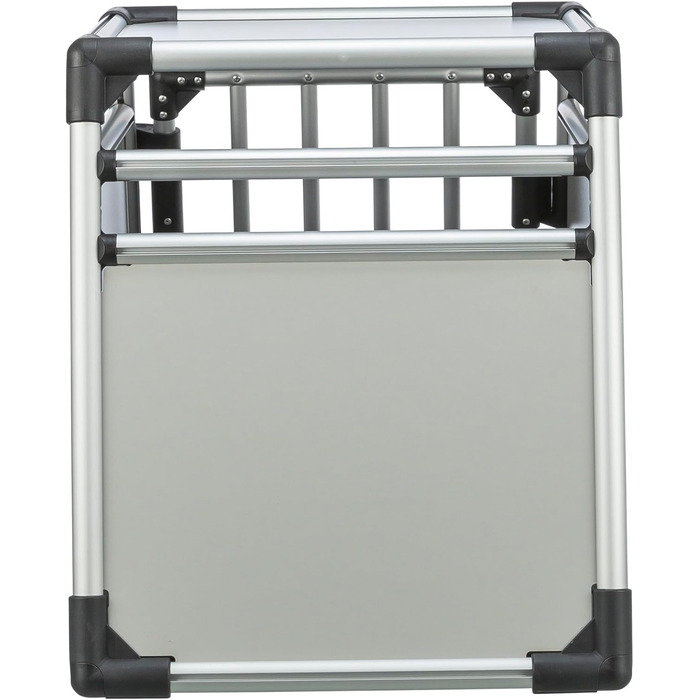 Тріксі переносна клітка для собак, алюміній, срібна, розмір M (53x61x74 см) - стабільна, тиха, з безпечним замком та неслизьким килимком