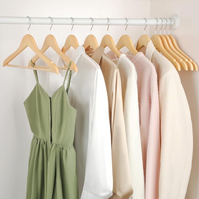 Дерев'яні вішалки для одягу з виступами для спідниць та штанів, 360° обертання, 20 шт. (білий)