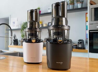 Соковижималка Kuvings REVO830, шнекова, з подвійним завантажувальним отвором, автоматична система нарізання, фільтри для смузі та сорбету, біла матова