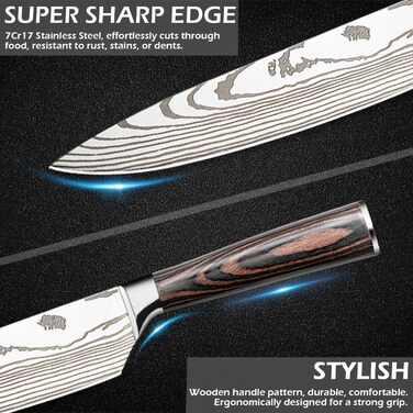 Ніж кухонний професійний Noa Home Deco з нержавіючої сталі, універсальний, 20 см