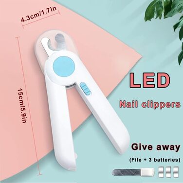 Нігтеріз для собак і котів з LED-підсвіткою, професійна нігтерізка, з пилозбирачем та пилочкою, блакитний