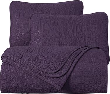 Chezmoi Collection Austin: Комплект з 3 великих пледів (Синьо-зелений) - Плед, Queen, Violett