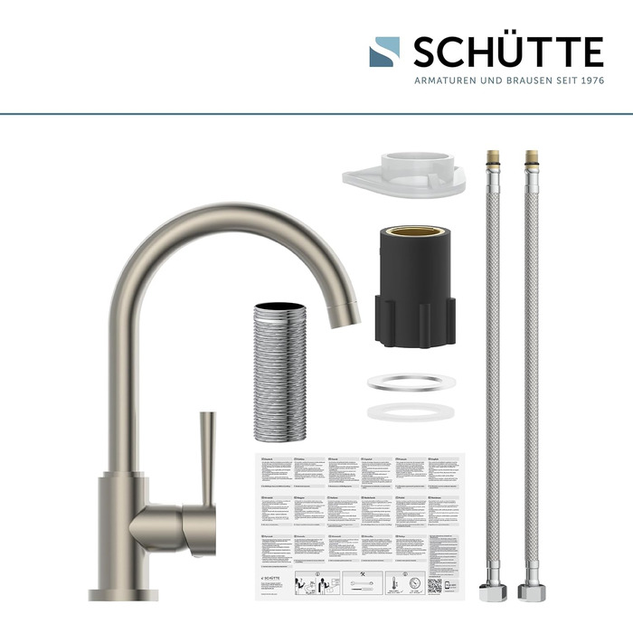 Кухонний змішувач SCHÜTTE Cornwall 360° з нержавіючої сталі, з однорідним керуванням, для мийки, преміум-якість