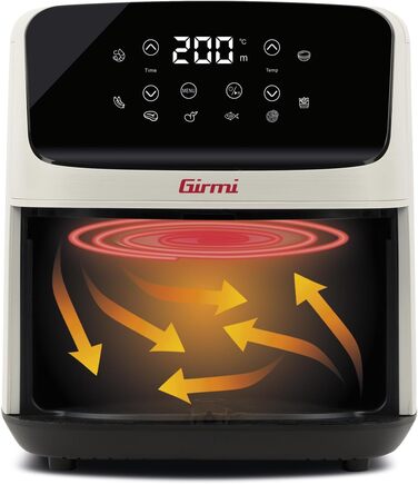 Фритюрниця електрична Girmi Ecofrit Lite 4.2л, 1400 Вт, з цифровим дисплеєм, 8 програм, таймер, регулювання температури, без BPA/PFOA, книга рецептів