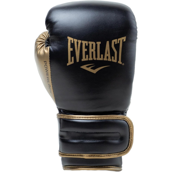 Боксерські рукавички Everlast Powerlock 2R, 12 oz, чорний/золотий – для спарингу, тренування на боксерському мішку, з підтримкою зап'ястя, 4-шаровий шар, оригінальна екіпіровка Everlast