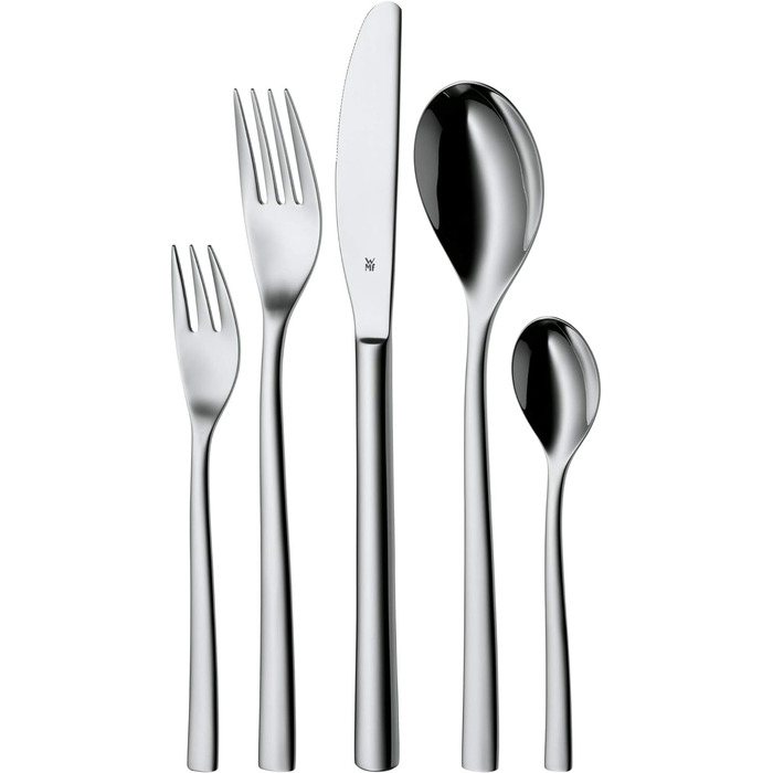 WMF Palermo Cutlery Set, 12 Place Settings, 60-Piece Dinner Set, Monobloc Knives, Cromargan Stainless Steel Polished, Shiny, Dishwasher Safe