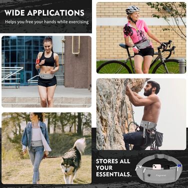 Пояс для телефону для бігу, спортивна сумка для джогінгу, водонепроникний пояс на пояс для чоловіків та жінок з 3 кишенями, велика місткість, регульований біговий пояс (Чорний + Зелений) (Сірий)