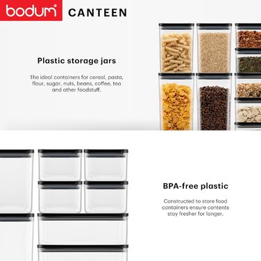 Набір контейнерів для зберігання Bodum CANTEEN (6 шт) чорного кольору, BPA-free, для посудомийної машини, прозорі, штабельовані