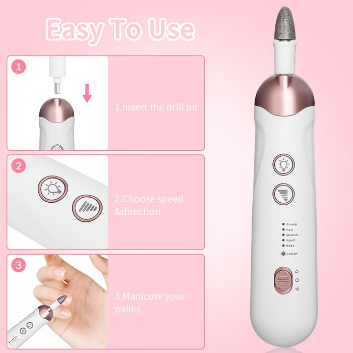 Електрична нагрівалка для нігтів, манікюрний набір 9 в 1, професійна, портативна, до 15 000 об/хв, для гелевих нігтів рук та ніг