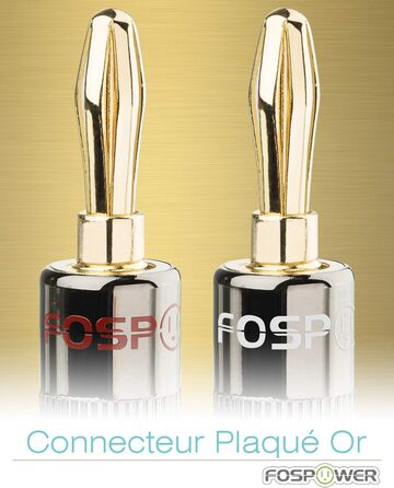 Bananstecker для акустичних кабелів FosPower: 24K позолота, High-End, 2 пари (4 шт.) - червоний та білий