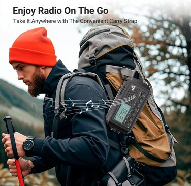 Радіостанція для будівельних майданчиків AM/FM/SW, радіо з ручним приводом та приймачем на весь світ, радіостанція для надзвичайних ситуацій з роз'ємом типу C, Powerbank/SOS-сигнал/Ліхтарик/Світло для читання/IPX4, портативне радіо для активного відпочинк