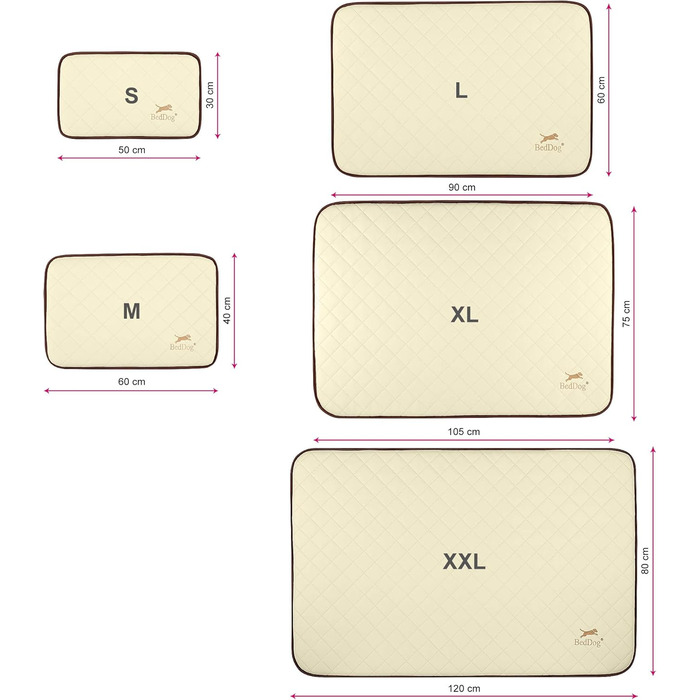 Килимок для собак BedDog® Nelly - м'який лежак для тварин, штучна шкіра, 90x60 см, пісочний/кремовий колір