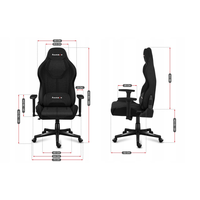 Ігрове крісло Huzaro Force 7.9 Black Mesh, тканина, чорне