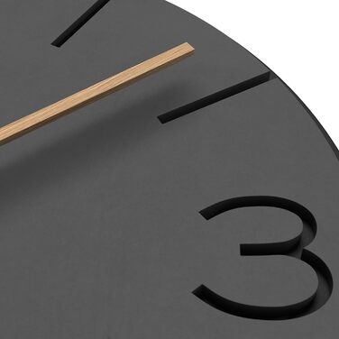 Cander Berlin MNU 2630 Y Wall Clock Silent, No Ticking, 30 cm, Analog, Living Room, Modern, Vintage, Grey, Black, Wooden Hands