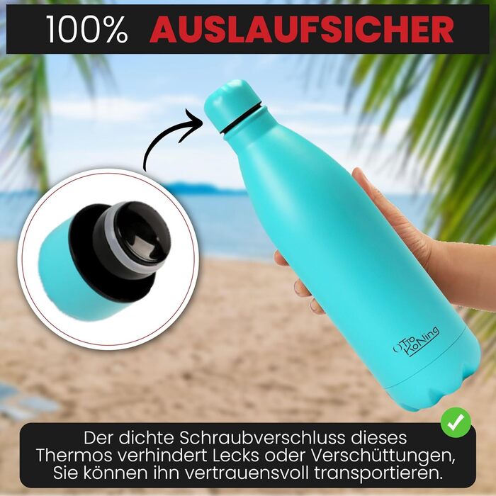 Термос-пляшка з нержавіючої сталі Otto Koning, 1000 мл, подвійні стінки, вакуумна ізоляція, BPA-free, зелений