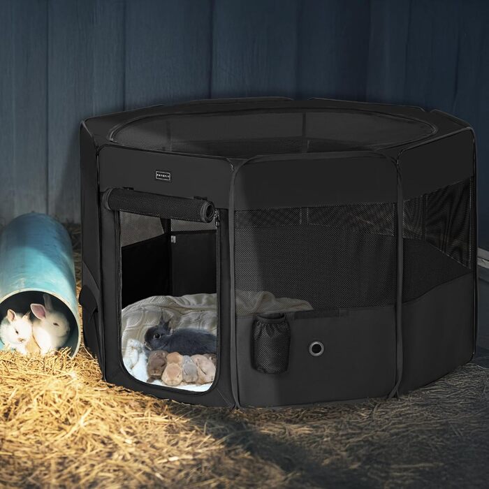 Клітка для собак PETSFIT, розкладний вольєр для цуценят, 116x106x72 см, чорний