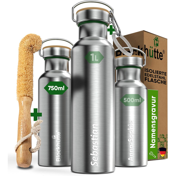 Personalized Stainless Steel Water Bottle 750ml | Leak-Proof Water Bottle for Kids, Adults, BPA-Free, Carbonated Drink Safe, Thermos Bottle for School, Outdoors, Engraving with Name