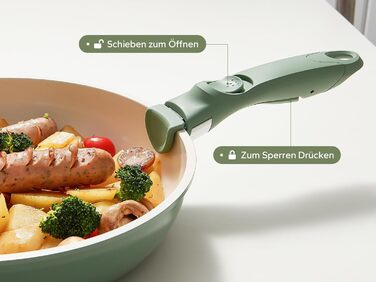 Набір посуду Redchef 16 предметів з антипригарним покриттям Ceramic, знімні ручки. Каструлі та сковорідки 18/20, 20/26, 26см. Підходить для всіх типів плит, духовка.