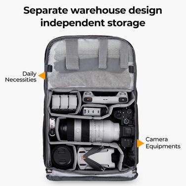Рюкзак для камери K&F CONCEPT 20L, водонепроникний, з відділенням для ноутбука 15.6