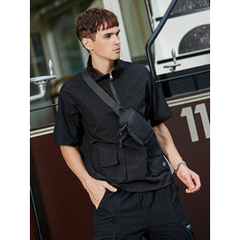 Чоловіча та жіноча поясна сумка-рюкзак для телефону, спортивна, водонепроникна, для активного відпочинку, кемпінгу, подорожей, фітнесу, велосипеду (чорна)