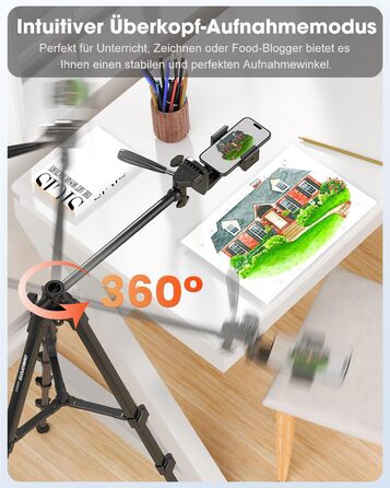 Штатив горизонтальний CAMBOFOTO 185 см для iPhone/камери, гнучкий, для відеозйомки, з сумкою