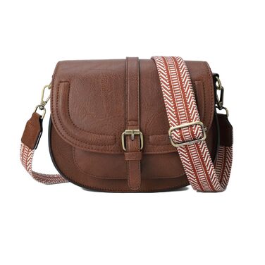 Сумка жіноча AFKOMST через плече з PU шкіри, коричнева хвиля. Регульований знімний ремінець.