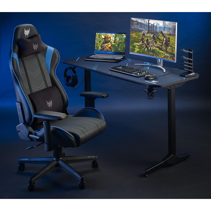 Ігровий стіл Acer Predator 140x60 см з килимком, підставкою для геймпадів, кабель-менеджментом, тримачем для навушників і напоїв
