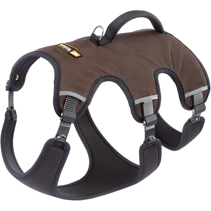 Шлейка для собак Ferplast ERGOTREKKING, коричнева, XL, витривала, з 6 застібками, світловідбиваючі елементи, регульована, з м'якою підкладкою