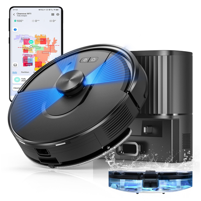 Робот-пилосос Vexilar W11 з функцією миття, LiDAR навігація, потужність 5000Pa, тривалий час роботи, WiFi, ідеальний для килимових покриттів