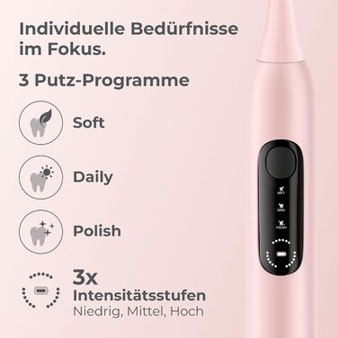 Електрична зубна щітка POIVES P1 Pro - ультразвукова, рожева перлина, з датчиком тиску, 4 роки гарантії