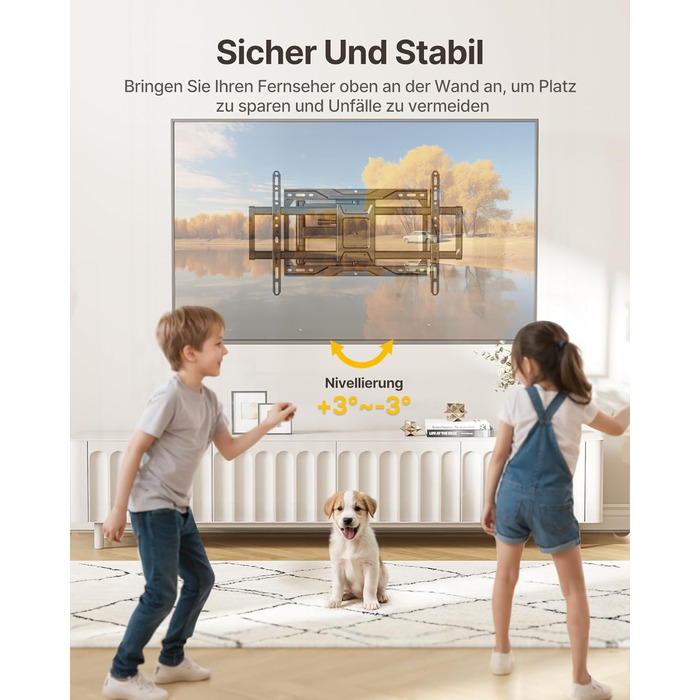 Кріплення для телевізора monTEK Full Motion з регулюванням, 37-84 дюйми, до 50 кг, VESA 600x400 мм, для дерев'яних підставок