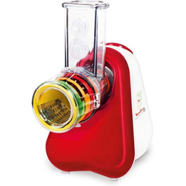 Moulinex DJ756G Fresh Express Plus: електричний овочевий слайсер та тертка, 5 насадок, 200W, червоно-білий