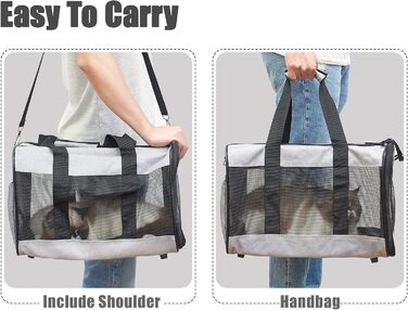 Транспортна переноска для собак та котів HITSLAM, складана, сіра (M)