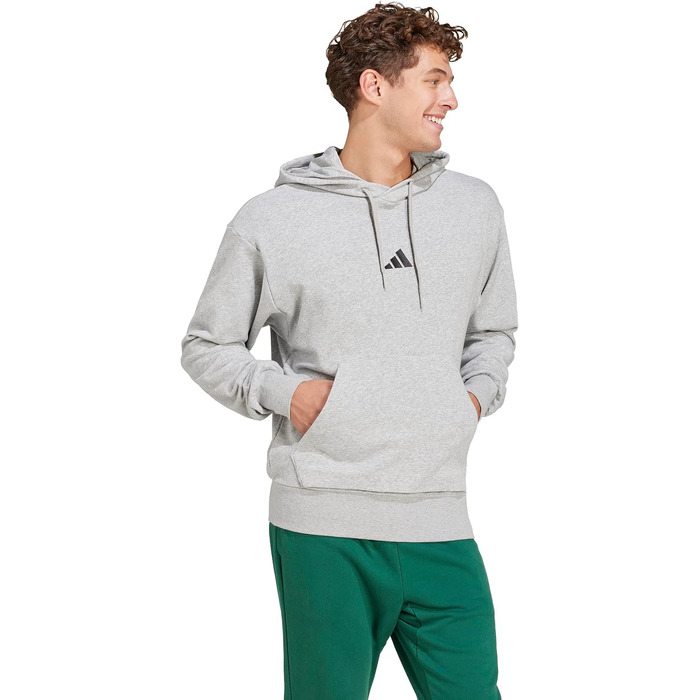 Чоловічий худі adidas Essentials Feelcozy з французьким тері, сірий меланж/чорний, розмір M
