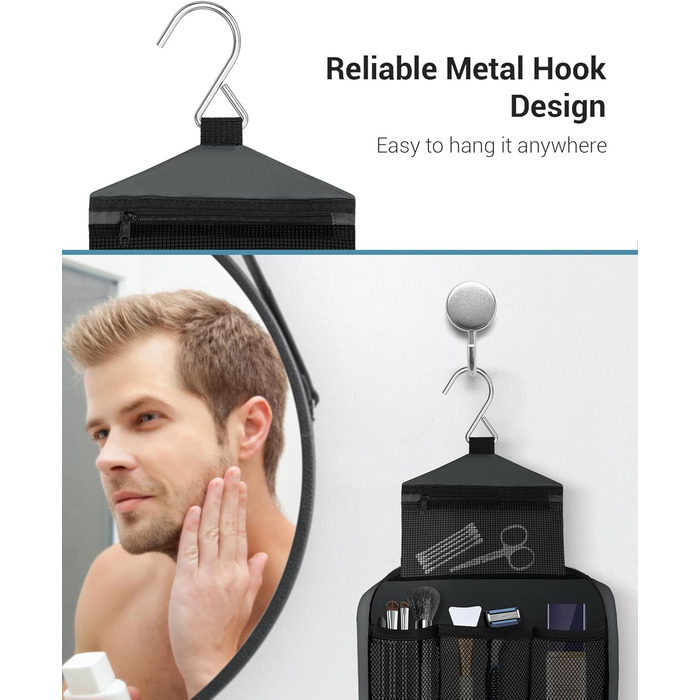 Сумка для туалетних аксесуарів Maliton: велика водонепроникна сумка-органайзер для подорожей, спорту та басейну | 4 відділення | Складана та компактна (Сірий)