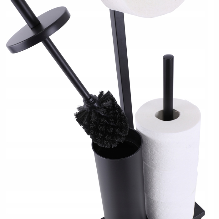 Підставка для туалетного паперу з тримачем та йоржиком для унітаза, чорна, стиль лофт, Yoka Home