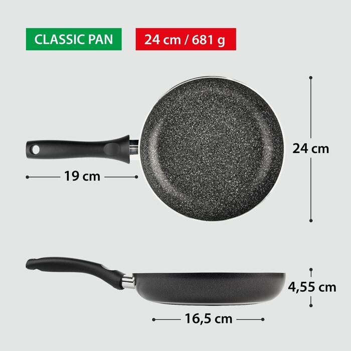 Сковорода антипригарна GadHome 20 см, чорна | Для індукційних плит | Алюмінієва сковорода з ергономічною ручкою | Без PFOA для здорового приготування | Можна мити в посудомийній машині