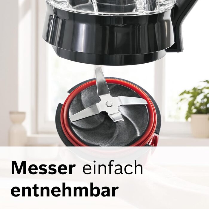 Блендер Bosch VitaPower Serie 4 MMB6172S, 1200 Вт, 1,5 л, скляна чаша, нержавіючі леза, 30 000 об/хв, сріблястий, частини для посудомийки