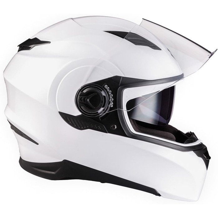 Мотошолом інтеграл ARMOR HELMETS AF-77, білий глянцевий, повнолицевий, ECE 22.05, сонцезахисний візор, швидкознімний замок, з чохлом, розмір XS (53-54 см) для мотоцикла, скутера, круїзера, спортбайка