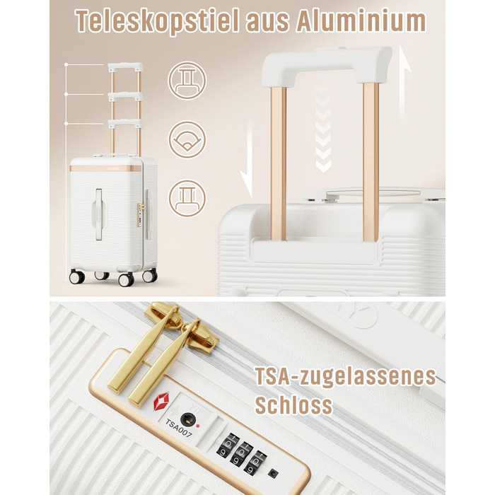 Чемодан Joyway ABS, ручна поклажа, 56 см, білий. З TSA замком, відкидним внутрішнім відділенням та подвійними колесами.